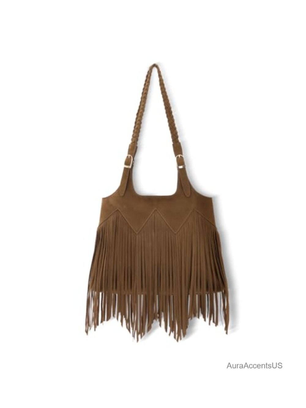 Fringe Shoulder Bag Vegan Faux Suede Woven Tassel Hobo Purse